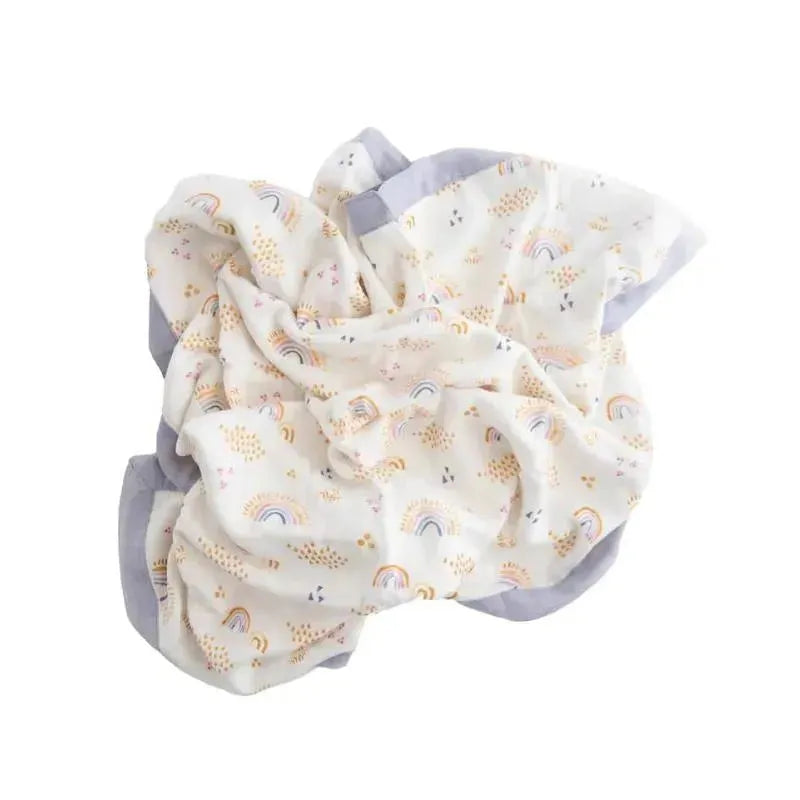 Little Unicorn - Deluxe Muslin Baby Quilt, Rainbows & Raindrops Image 2