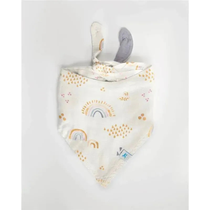 Little Unicorn Deluxe Muslin Reversible Bandana Bib, Rainbows & Raindrops Image 1