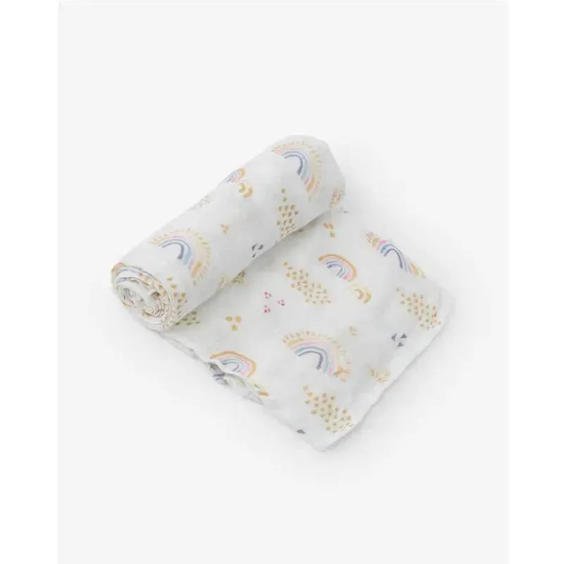 Little Unicorn Deluxe Muslin Swaddle Single - Rainbows & Raindrops  Image 1