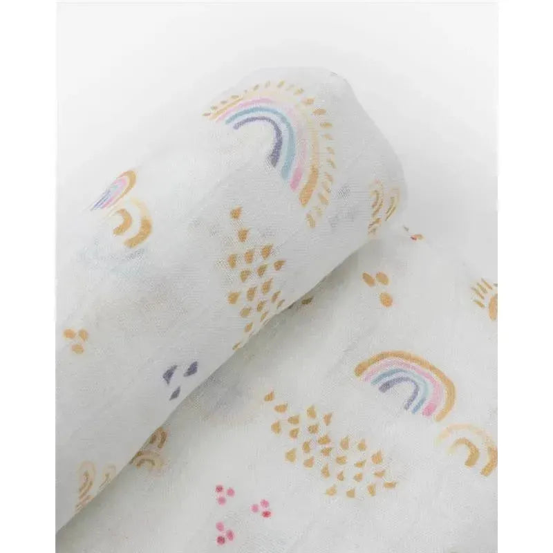 Little Unicorn Deluxe Muslin Swaddle Single - Rainbows & Raindrops  Image 4