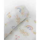 Little Unicorn Deluxe Muslin Swaddle Single - Rainbows & Raindrops  Image 4