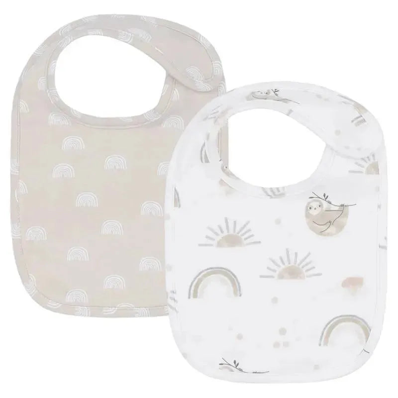 Living Textiles - 2Pk Baby Bibs, Sloth/Rainbow Image 1