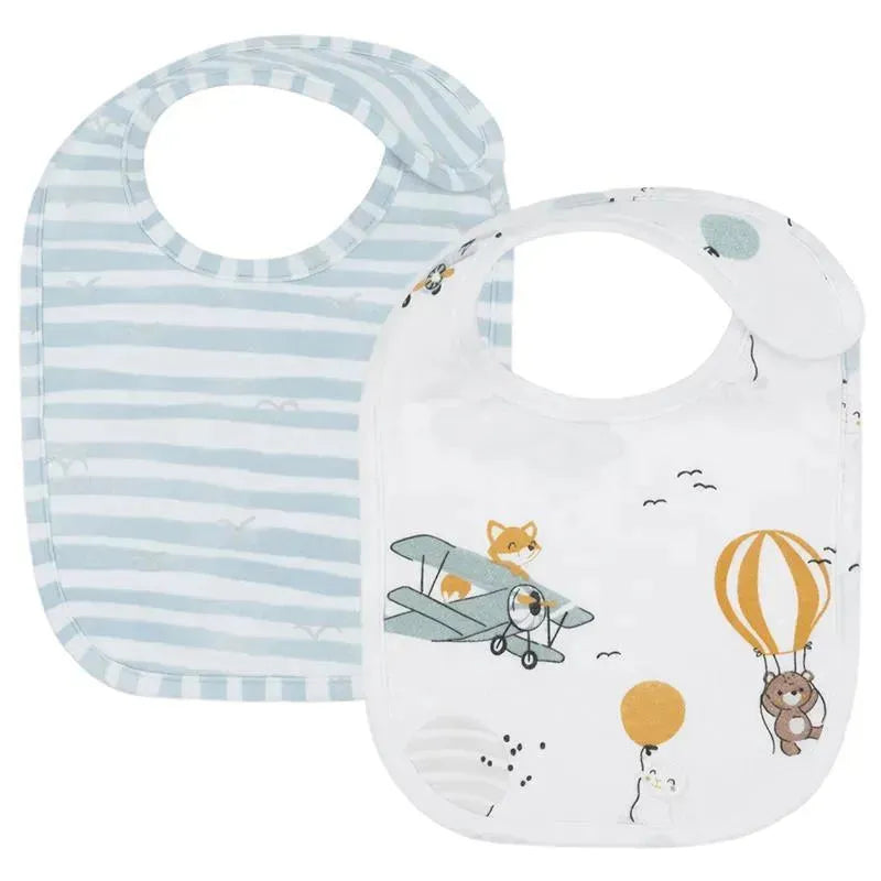 Living Textiles - 2Pk Baby Bibs, Up Up & Away/Stripes Image 1