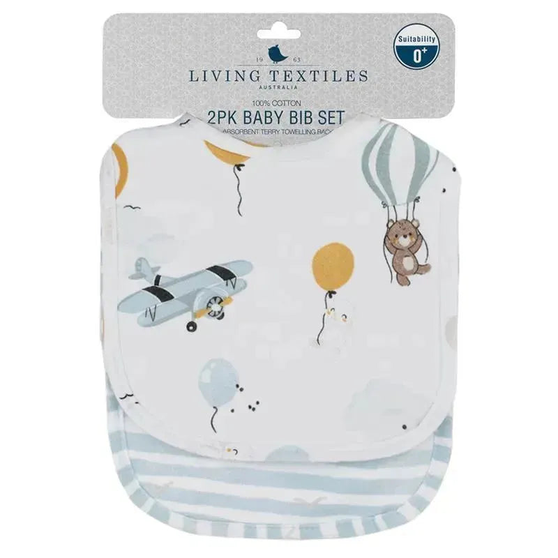 Living Textiles - 2Pk Baby Bibs, Up Up & Away/Stripes Image 3