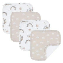 Living Textiles - 4Pk Baby Wash Cloths, Sloth/Rainbow Image 1