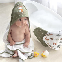 Living Textiles - Baby Hooded Towel, Forest Retreat Green Image 3