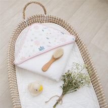 Living Textiles - Baby Organic Muslin Hooded Towel, Botanical Image 2