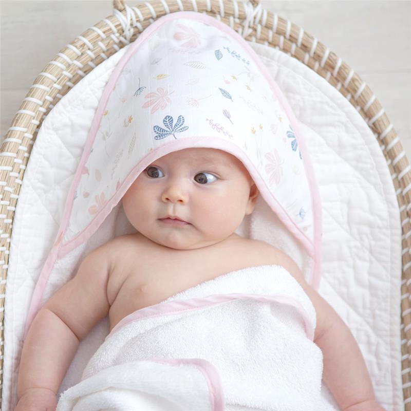 Living Textiles - Baby Organic Muslin Hooded Towel, Botanical Image 3