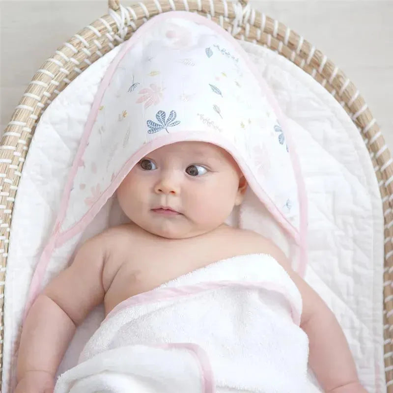 Living Textiles - Baby Organic Muslin Hooded Towel, Botanical Image 3