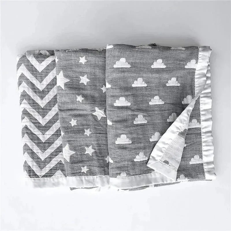 Living Textiles Cotton Muslin Jacquard Blanket - Grey Star Image 6