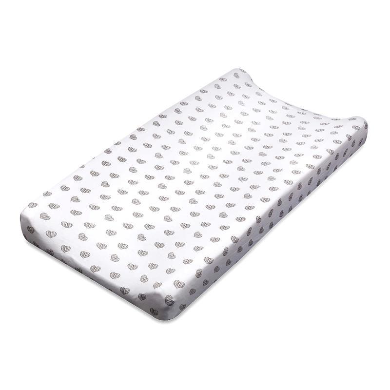 Living Textiles Sketched Hearts Changing Pad Cover, Charcoal Grey Image 1