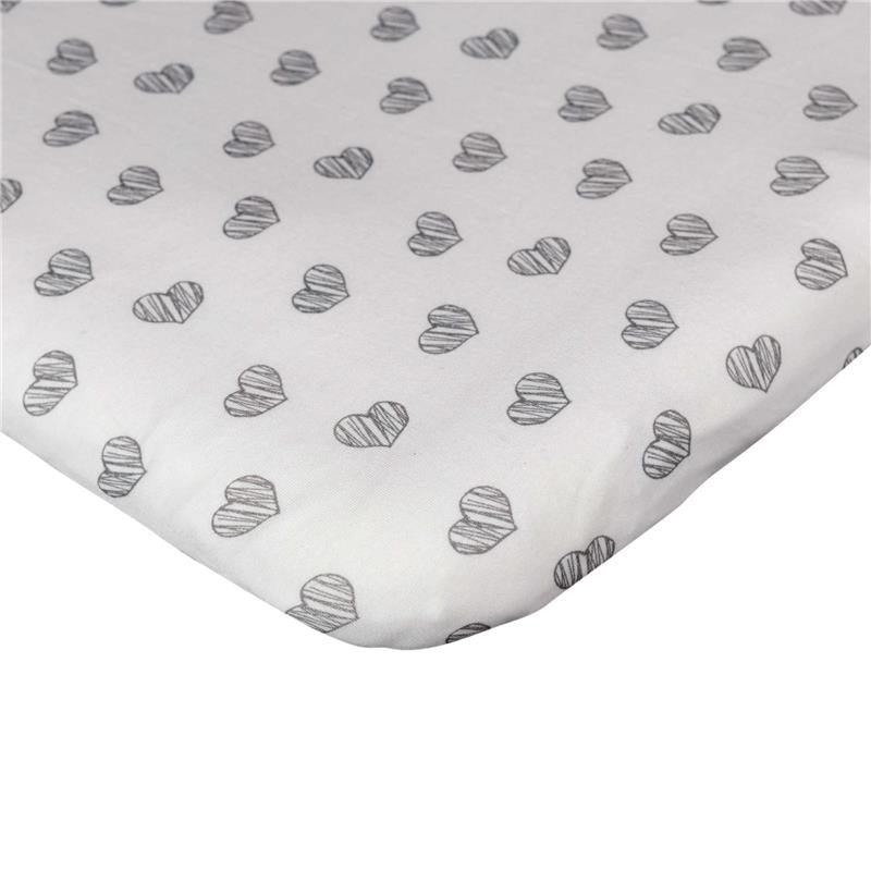 Living Textiles Sketched Hearts Changing Pad Cover, Charcoal Grey Image 2
