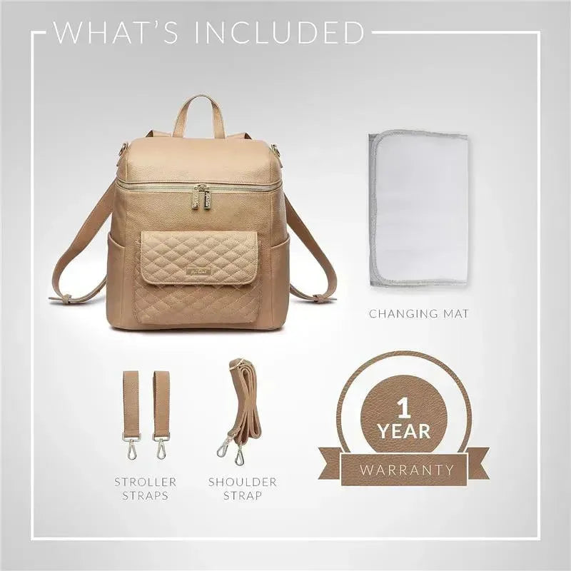 Luli Bebe - Monaco Diaper Bag Backpack, Latte-Brown Image 5