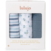 Lulujo - 3Pk Blueberries Muslin Receiving Blankets Image 2