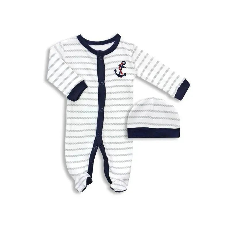 Luvable Friends Preemie Sleep N Play & Cap, Baby Boy Anchor Image 1