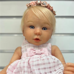Macrobaby Baby Reborn With Rooted Hair Blonde Hair Opened Blue Eyes - Kylin Image 1