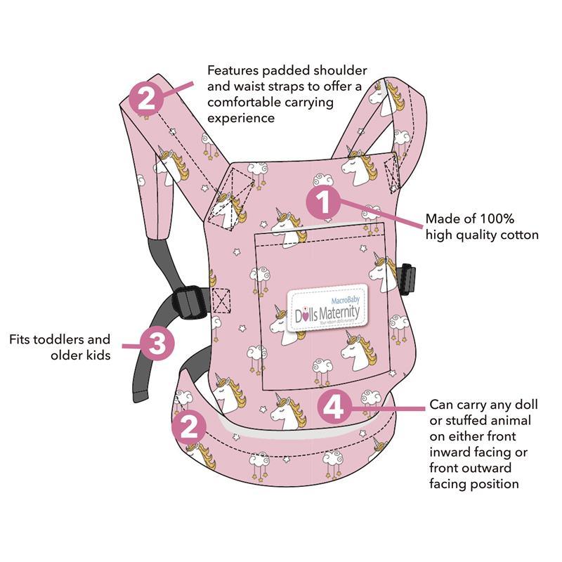 Macrobaby Doll's Maternity Baby Carrier, Unicorn Image 5