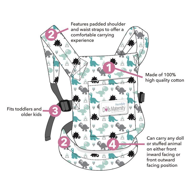 Macrobaby Doll's Maternity Doll Carrier, Dinosaur Image 3