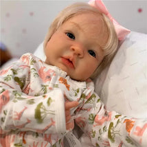 Reborn Baby Dolls - White Vinyl & Cloth Body, Blonde Wig, Open Eyes - Angel Image 1