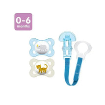 MAM 2-Pack 0-6 Months Animal Pacifiers & Pacifier Clip - Boy Image 2