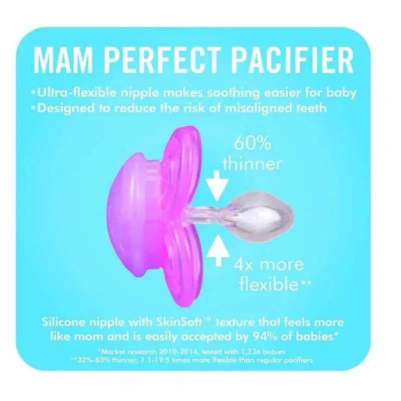 MAM Perfect +6m Chupete Silicona Color Rosa/Lila 2 Unidades