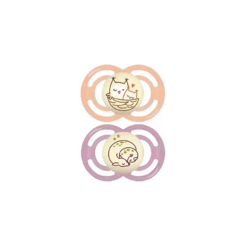 Mam 2-Pack 6+ Months Perfect Night Pacifier - Pink/Purple Image 1