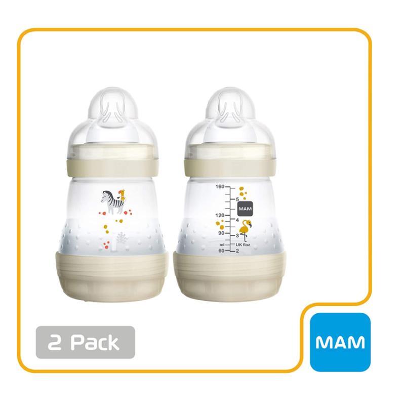 MAM Easy Start - Biberón anticólicos de flujo medio con tetina de silicona,  biberones esenciales para bebé niña, los diseños pueden variar, 9 oz (2