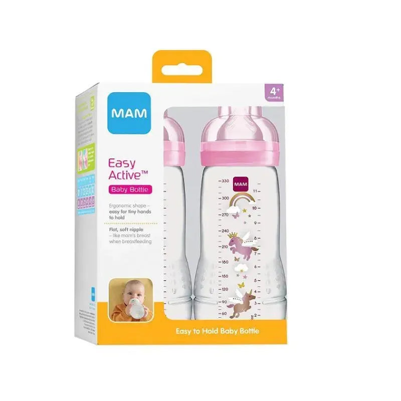 Mam 2-Pack Baby Bottles 11Oz - Pink Image 3