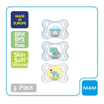 MAM 3-Pack 0-6M Silicone Pacifiers - Blue/Clear Image 3