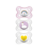 MAM 3-Pack 0-6M Silicone Pacifiers - Pink/Clear Image 1