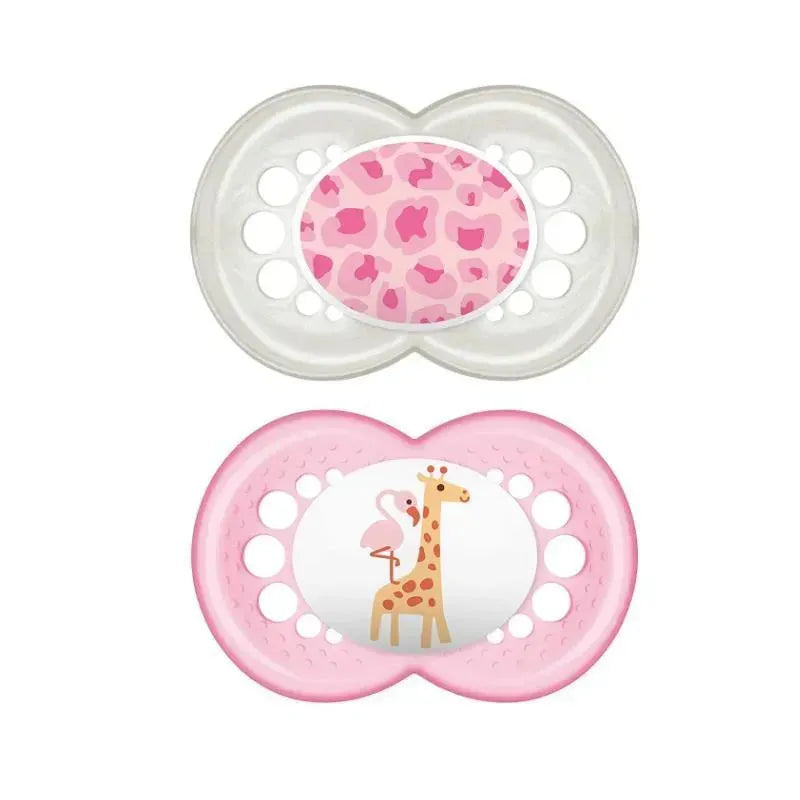 MAM Animals Orthodontic Pacifier, 2 Pack, Girl, 6+ Months Image 1