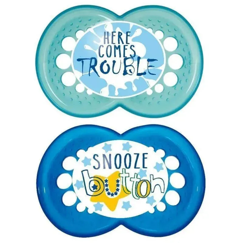 Mam Attitude Pacifiers 6M+ 2Pk Pink/Blue/Green Image 2