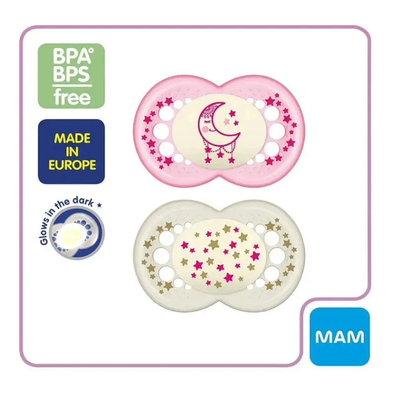 Mam Girls' Night Pacifiers, 6M+ Image 3