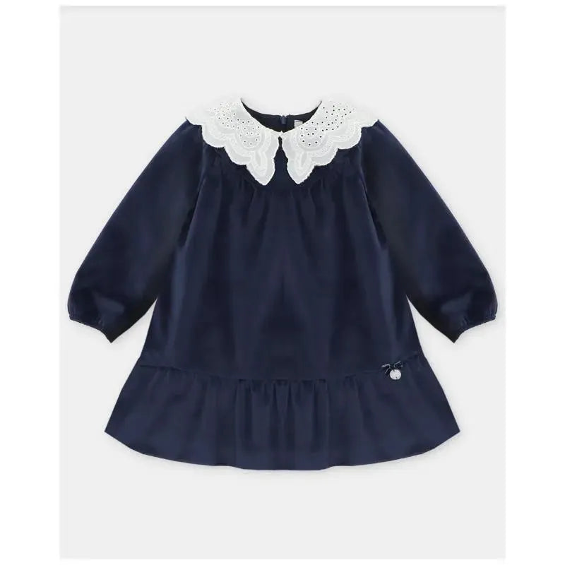Martin Aranda - Baby Girl Velvet Holiday Dress Dark Blue Image 1