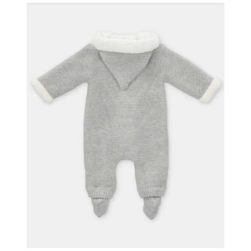 Martin Aranda - Baby Sweater Knit Lined Pramsuit With Removable Feet Glace, Light Grey Image 2