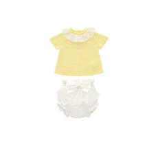 Martin Aranda - Set Jumper & Nappy Cover Knit & Woven Girl Capri, Yellow/White Image 1