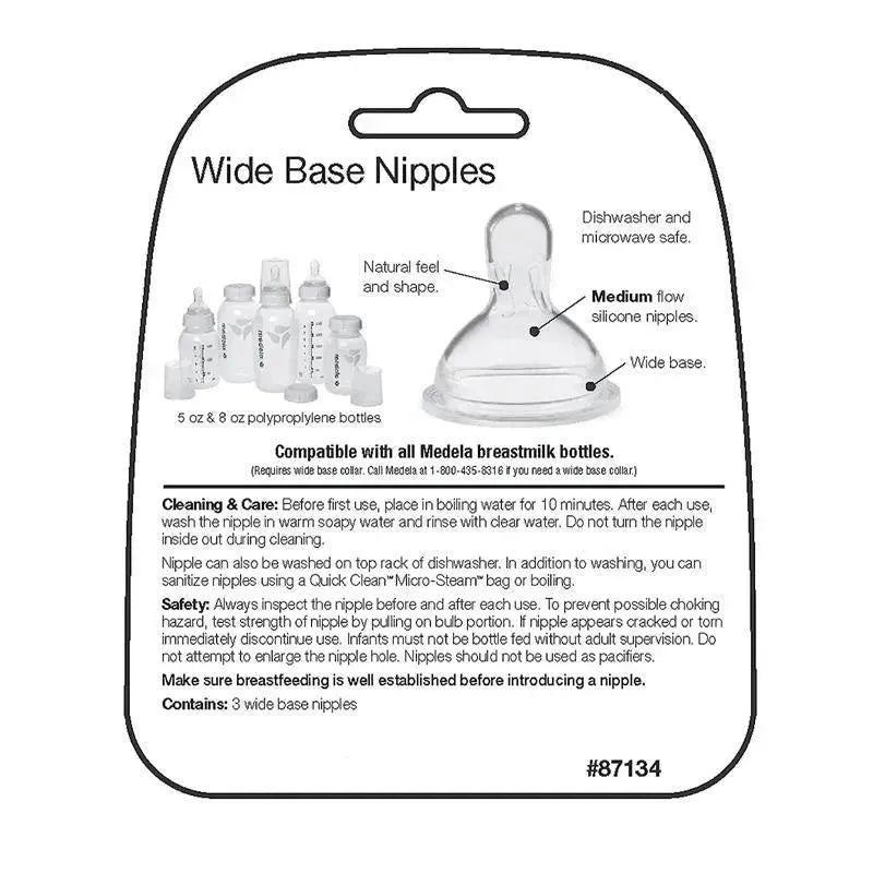 Medela - 3Pk Medium Flow Nipples with Wide Base Image 2