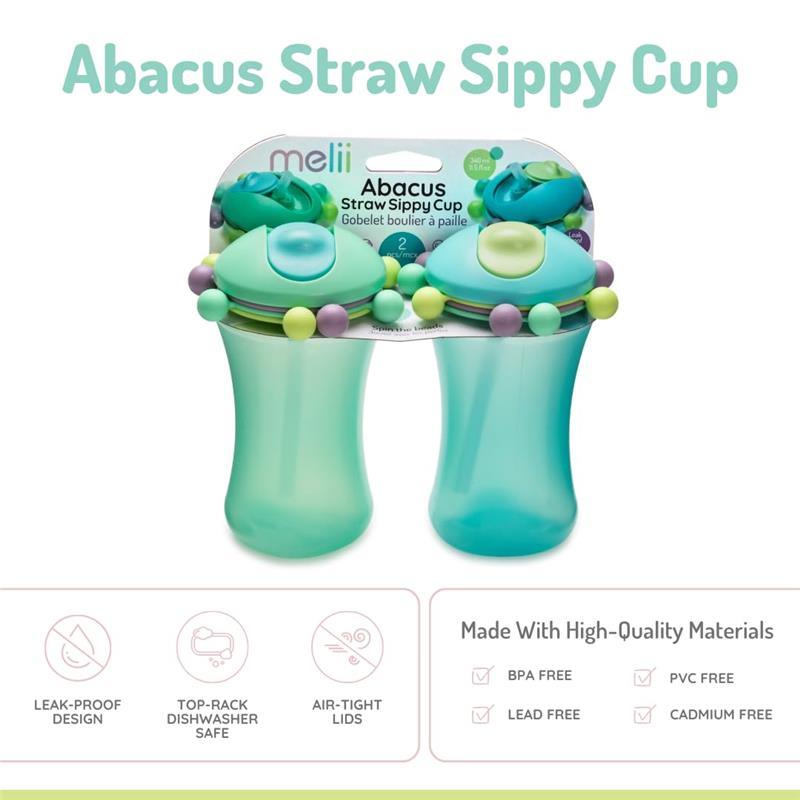 Melii - 2Pk Abacus Straw Sippy Cup, Blue/Mint Image 5