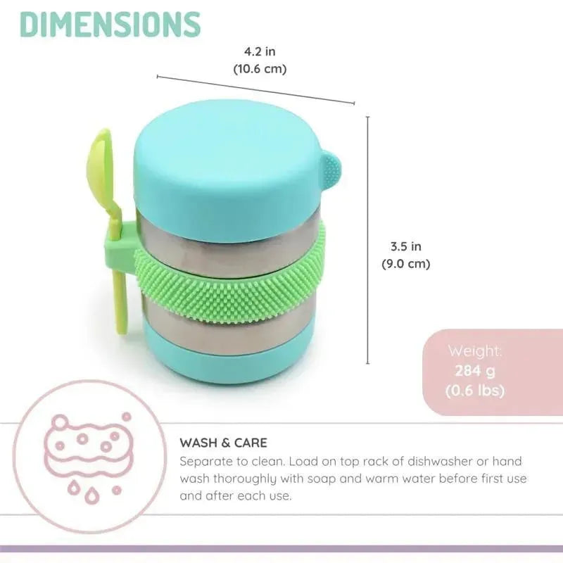 Melii - Stainless Steel Food Jar, 10.1oz, Double Walled, Vacuum Insulated, Blue, Mint, Lime Image 2