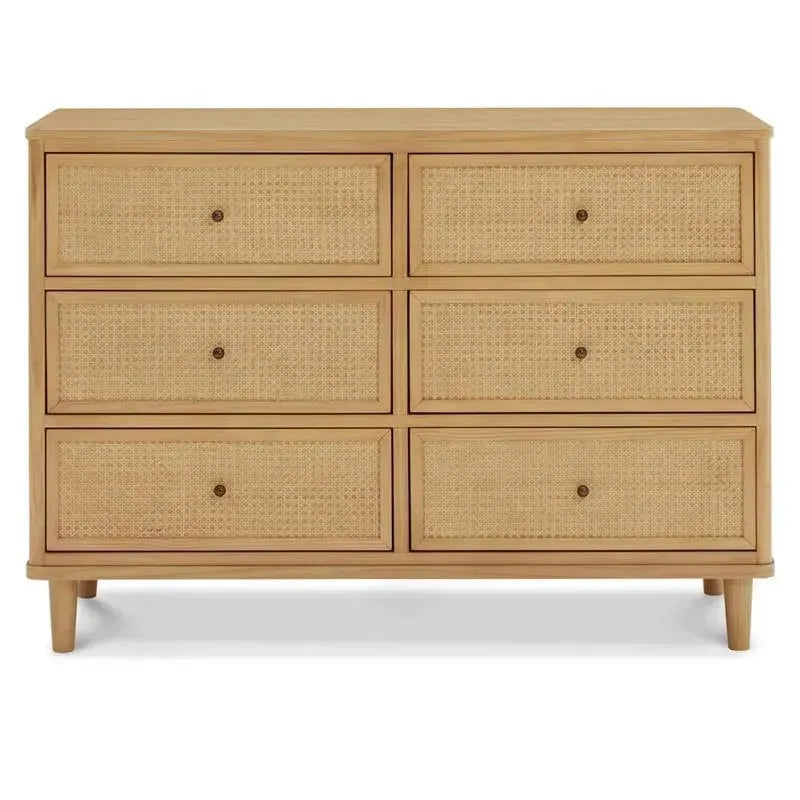 Million Dollar Baby - Namesake Marin with Cane 6 Drawer Assembled Dresser, Honey | Honey Cane Image 1