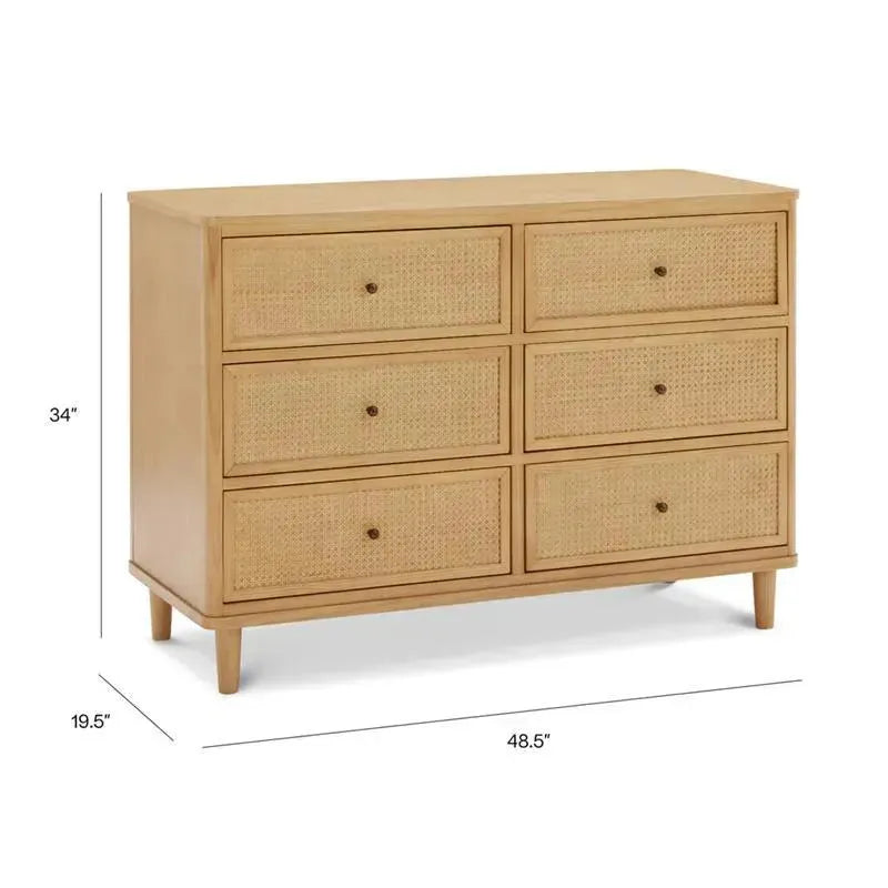 Million Dollar Baby - Namesake Marin with Cane 6 Drawer Assembled Dresser, Honey | Honey Cane Image 5