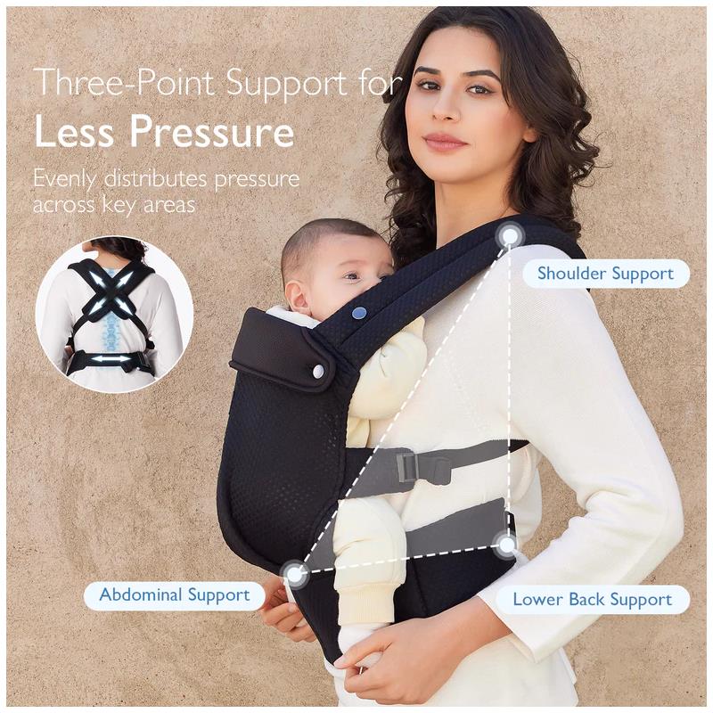 Momcozy - Baby Carrier Newborn To Toddler, Mesh Black Image 6