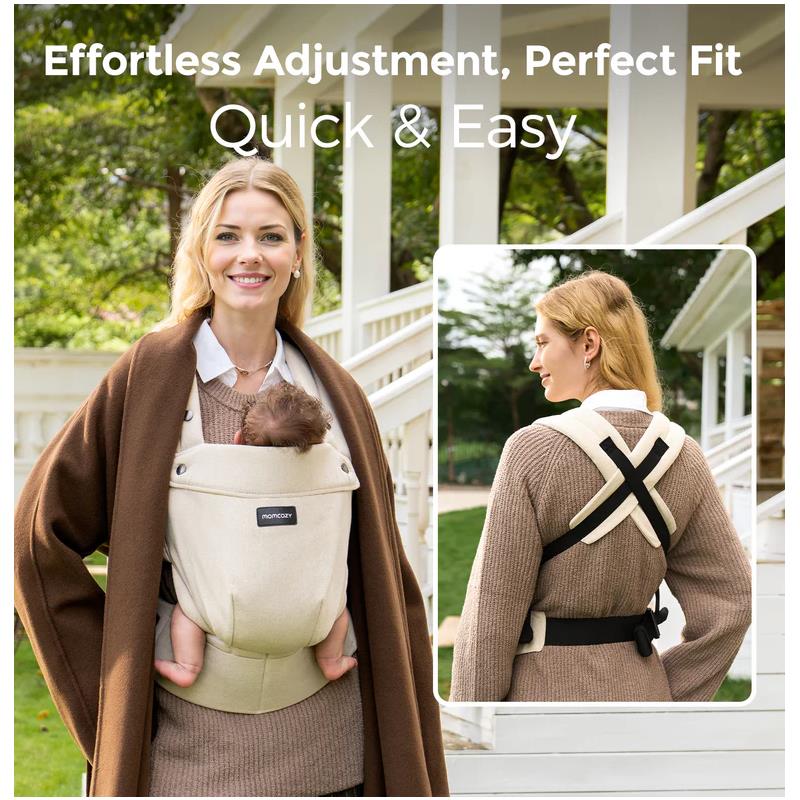 Momcozy - Baby Carrier With Natural Cotton Linen, Light Amber Image 6