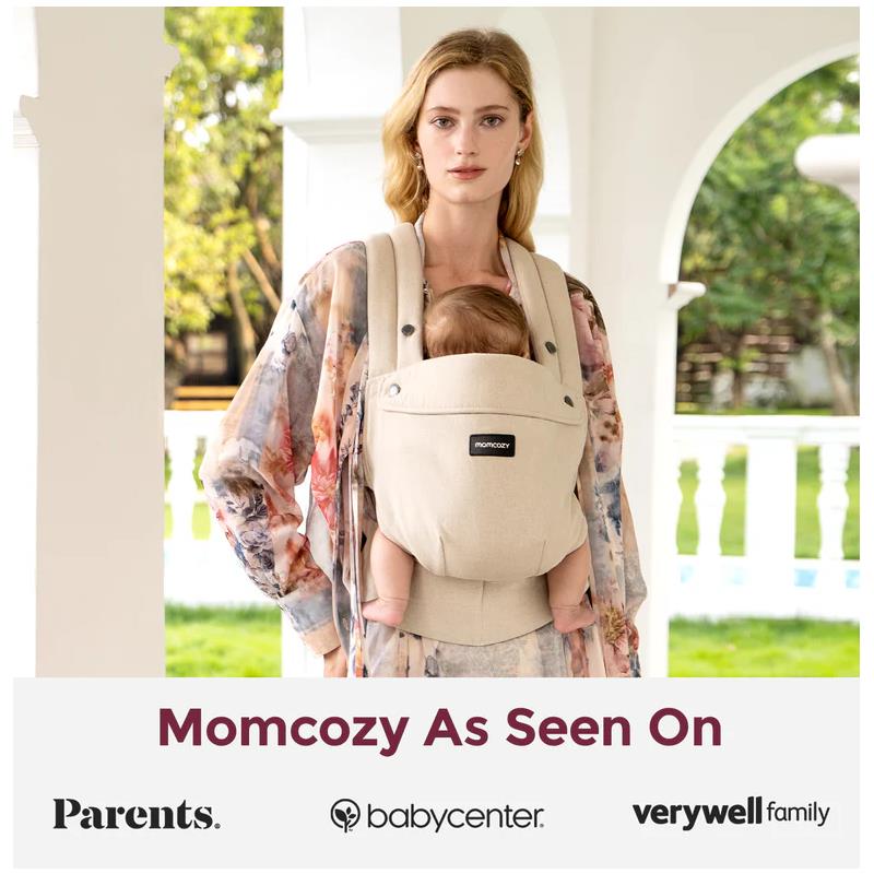 Momcozy - Baby Carrier With Natural Cotton Linen, Light Amber Image 7
