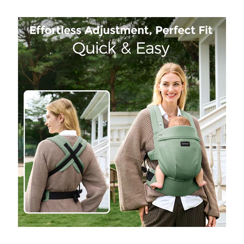 Momcozy - Baby Carrier With Natural Cotton Linen, Sage Green Image 4
