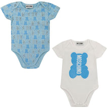 Moschino - Baby Boy Jersey Bodysuit Gift Set With Allover Print Detail, Blue Image 1