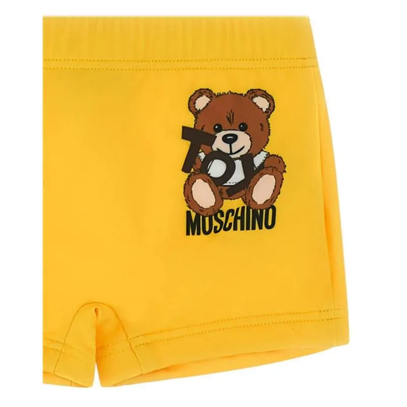 Moschino Baby - Boy Swim Shorts With Toy Bear Print In Gift Box Yellow Image 2