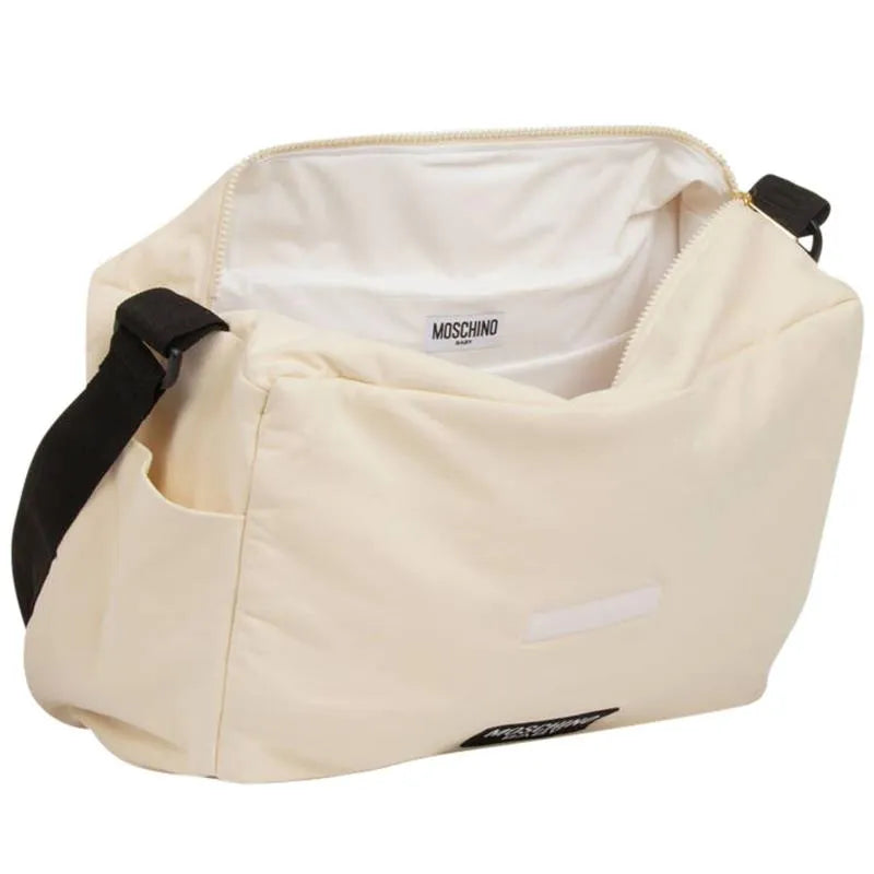 Moschino Baby - Diaper Bag With Changing Mt Bear Logo Print, Beige Image 3