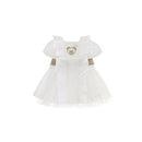 Moschino Baby - Girl Dress With Golden Logo Tape, White Image 1