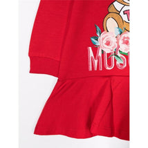 Moschino - Baby Girl Ls Dress W Roses Bear Flame Red Image 3